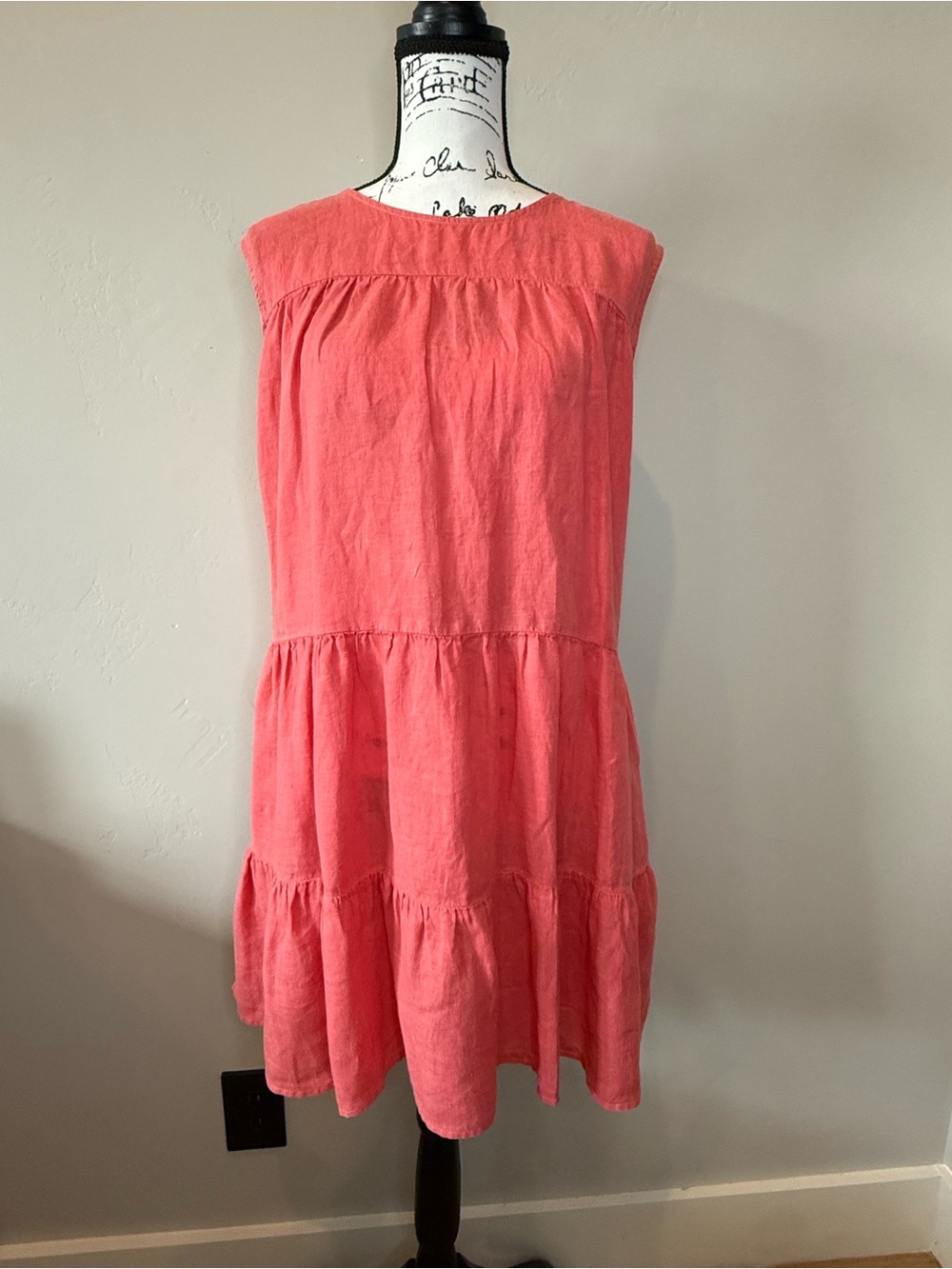 Velvet by Graham & Spencer Tiered Sleeveless Dress, Coral, Size Small
